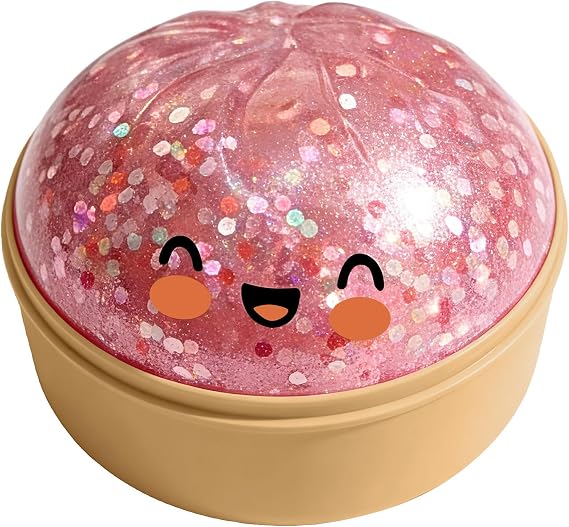 Dumpling Squishy, Colorful Dumplings Stress Fidget, Glitter Squishies Toy (Pink)