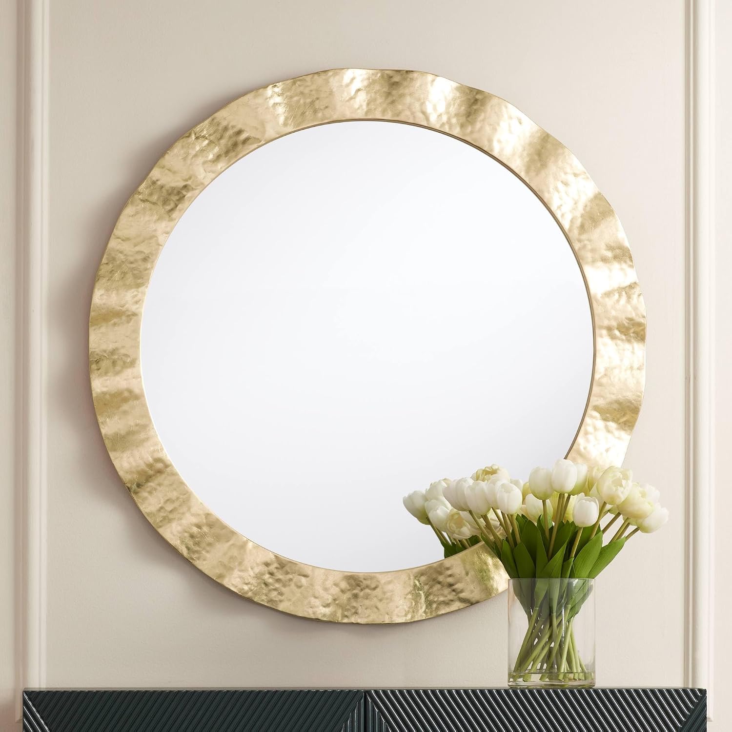 Uttermost Wave 32 Gold Round Wall Mirror