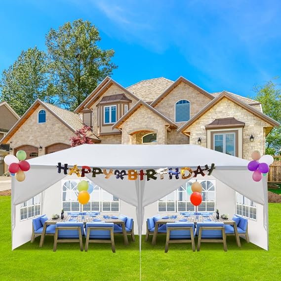 Canopy Tent for Parties Outdoor Patio Gazebo Heavy Duty Wedding Tent with Removable Waterproof Sidewalls White (10'x20')