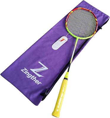 Zingther Professional Carbon Fiber Graphite Badminton RacketShuttle Racquet String - Lightweight and Powerful 22lbs, 24lbs, 26lbs, Single, Pair and Bulk Packs
