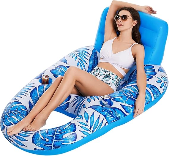 Pool Lounger Float - Inflatable Pool Lounge, Hammock Inflatable Lounger | Blue Water Inflatable Pool Raft with Transparent Bottom | Large Pool Float Bed, Tanning Pool Lounger for Adults, Kids