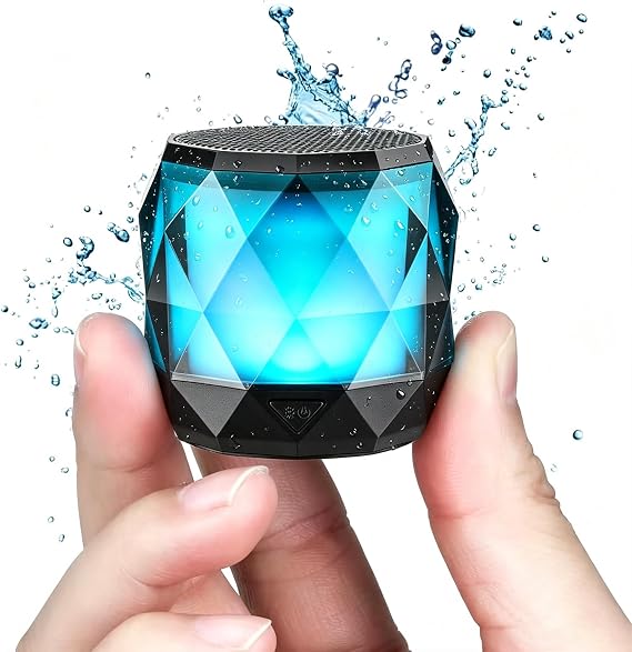 LFS Portable Mini Bluetooth Speaker with 7 Color Lights, TWS Stereo Pairing | Wireless Waterproof Speaker Magnetic, 8 Hours Playtime, Built-in microphone, Small Speaker for Shower, Home, Outdoor, Travel