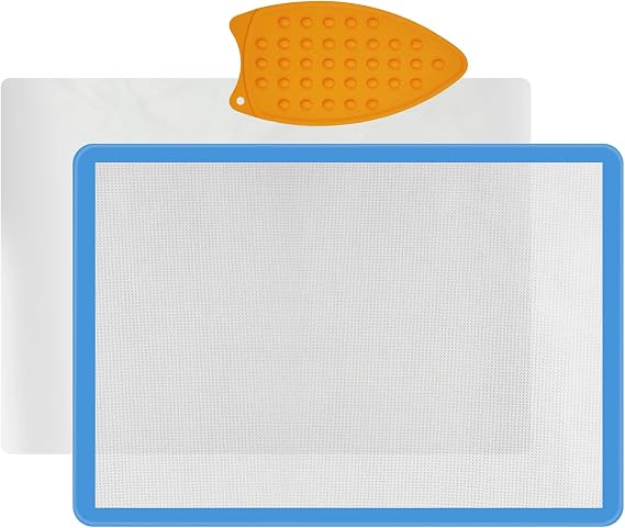 Applique Mat(14" x 18"), Silicone Fusing Mat for Applique and Arts Crafts Creation, Quilter Appli-Fuse Mat, Including Non-Stick Pressing Sheet for Heat Press and Silicone Iron Rest Pad (14"x18")