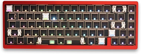 Glacier Weikav NUT65, 65% Mechanical Keyboard Kit, Wireless Tri-Mode/Wired Detachable USB-C, Hot-Swappable, Dual Gasket Mount, CNC Aluminum Case, RGB Backlight, ANSI Layout (Red, Standard Cable)