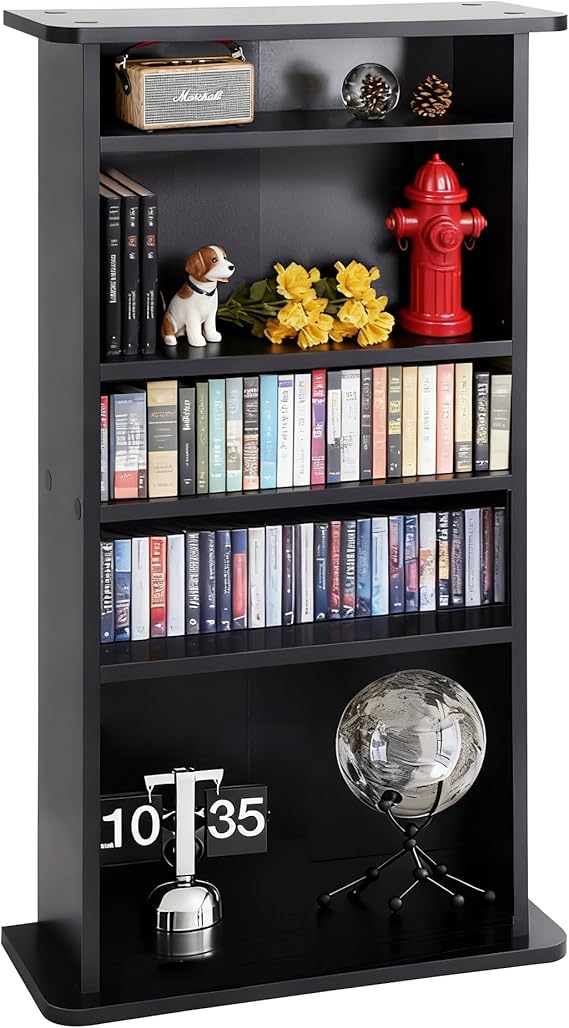 ZENY Multimedia Storage Cabinet DVD Rack Book Shelf Organizer Stand Audio Media Tower, 36" X 19" X 7" Black