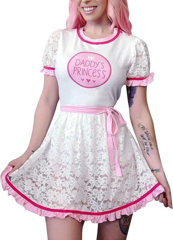 LittleForBig Cotton Romper Onesie Pajamas Bodysuit-Daddy's Princess Lacy Dress