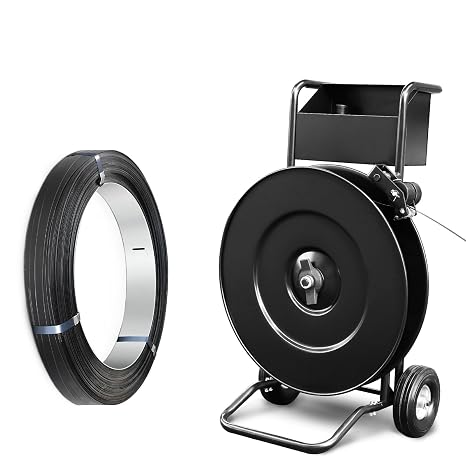 3/4" x .020" x 1900' Black Steel Strapping Coil and Strapping Cart & Dispenser Kit