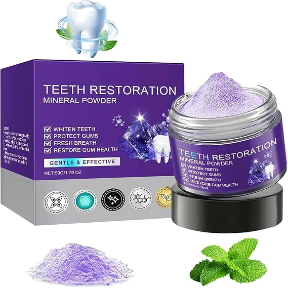 Teeth Restoration Mineral Powder, 50g Dental Restoration Mineral Powder, Natural Tooth Whitening Essence, Effective in Strengthening Teeth and Gums, Freshen Breath
