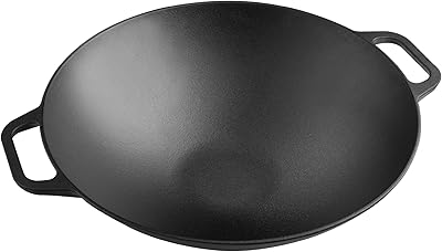 Victoria CAST IRON Wok with Loop Handles, Made in Colombia, 14 Inches