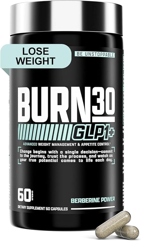 BURN30 GLP-1 Supplement - Super Berberine Weight Management Support GLP1 Naturally | Advanced Appetite Control & Metabolism Support with Clinically Studied Ingredients | Stimulant Free