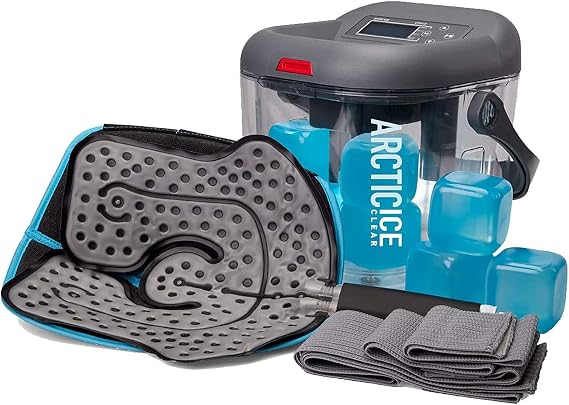 Circulating Cold Water Therapy Kit Gen 2 by Arctic Ice Clear Ice Machine with Universal Pad 3-Strap Wrap and 6 Cold Cubes (Arctic Ice Clear Kit)