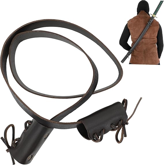 Armory ReplicasTM Leather Medieval Baldric Back Sling Sheath for Swords Adjustable and Durable Sword Carrier