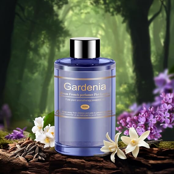 Car Air Freshener Refill for Men & Women 6.09 FL OZ /180ML-9 Month Gardenia Scent Essential Oil Perfume, Essential Oil Made of Natural Plant Extracts, Compatible with Car Diffusers for Home/Office