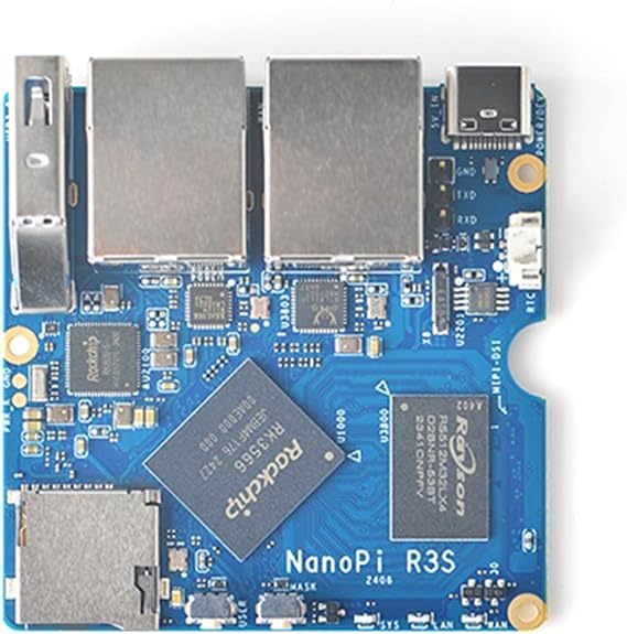 youyeetoo FriendlyElec Nanopi R3S Mini Router, 2GB LPDDR4X, 0/32 GB eMMC, RK3566 Soc, OpenWRT with Dual-Gbps Ethernet, for IOT NAS Smart Home Gateway, Portable Travel (2+0GB,Bare Board)