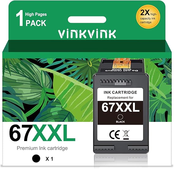 67XXL Ink Cartridge Black Replacement for HP 67 67XL Work for DeskJet 2755 2723 DeskJet Plus 4152 4155 Envy Pro 6458 6052 Printer (Black)