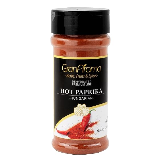GranAroma Hot Hungarian Paprika Powder, Bold & Spicy Flavor, Seasoning for Goulash, Paprikash, and Stews (3.84 Ounce)