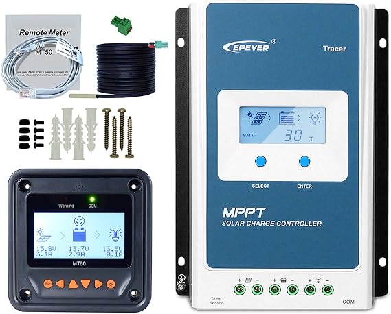 EPEVER 40A MPPT Solar Charge Controller, 12V/24V Auto, Input<100V Combo