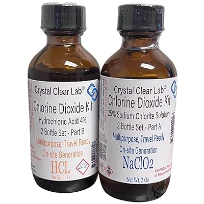Crystal Clear Lab Chlorine Dioxide Kit - 4oz HCL Solution, Precision-Drop, 2 Bottles