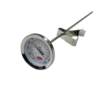 Cooper-Atkins 2238-06-3 Stainless Steel Bi-Metal Stem Test Thermometer with Clip Glass Lens, NSF, 0 to 220 Degrees F Temperature Range