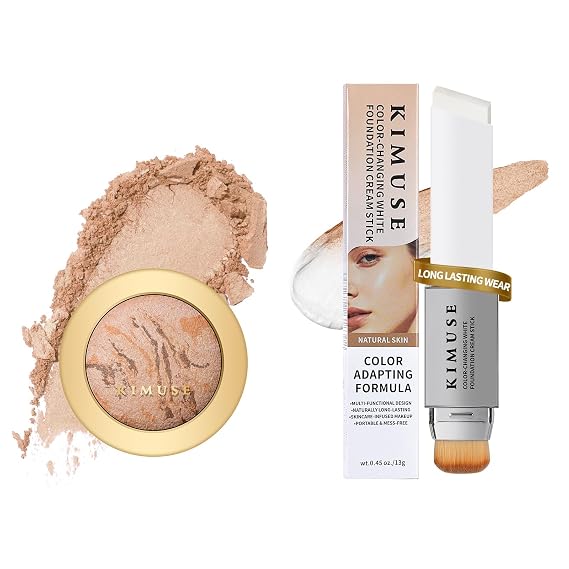 KIMUSE Color Correcting Baked Foundation & Color-Changing White Foundation Cream Stick