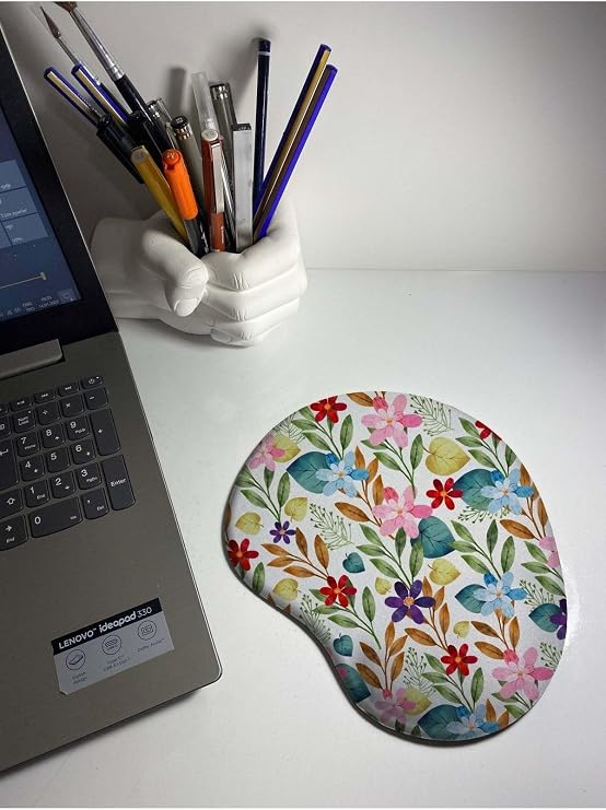Çiçek Desenli Baskılı Bilek Destekli Mouse Pad
