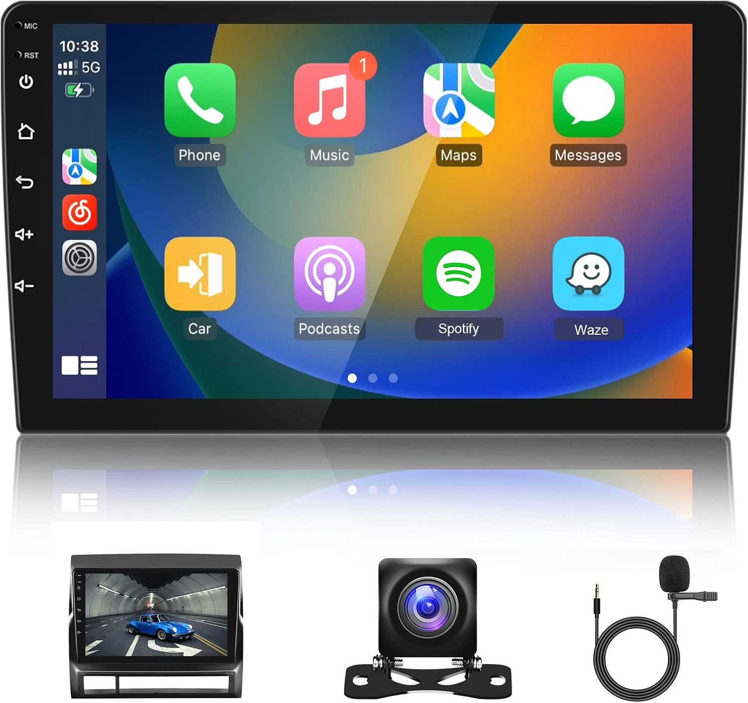 Double Din Android Car Stereo Wireless Apple Carplay 9 Inch Touchscreen Car Radio with Bluetooth GPS WiFi FM Radio  Backup Camera Toyota Tacoma Hilux 2005-2015 Installation Dash Kit