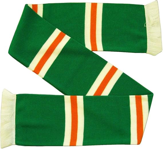 Ireland and Glasgow Celtic Soccer Fan Scarf, Green White Orange, Classic Design