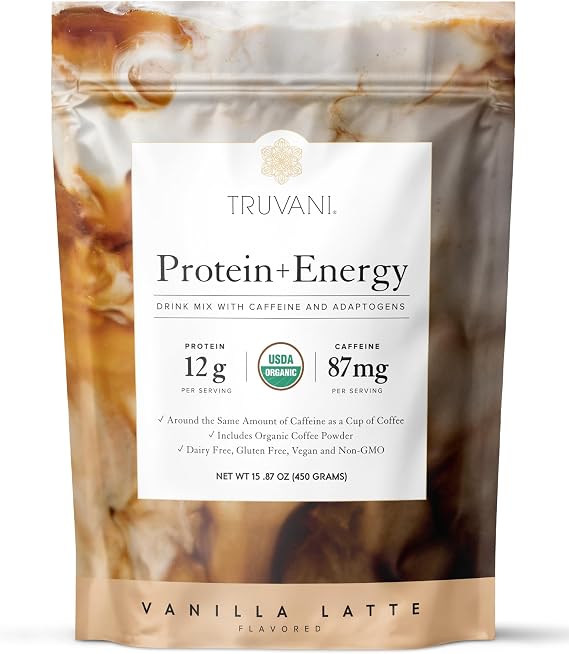 Truvani Protein + Energy | Vanilla Latte | 20 Servings