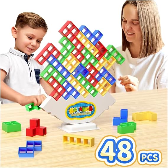 Ziogogco 48Pcs Balance Stacking Blocks Game, Gift for Kids Ages 3-14