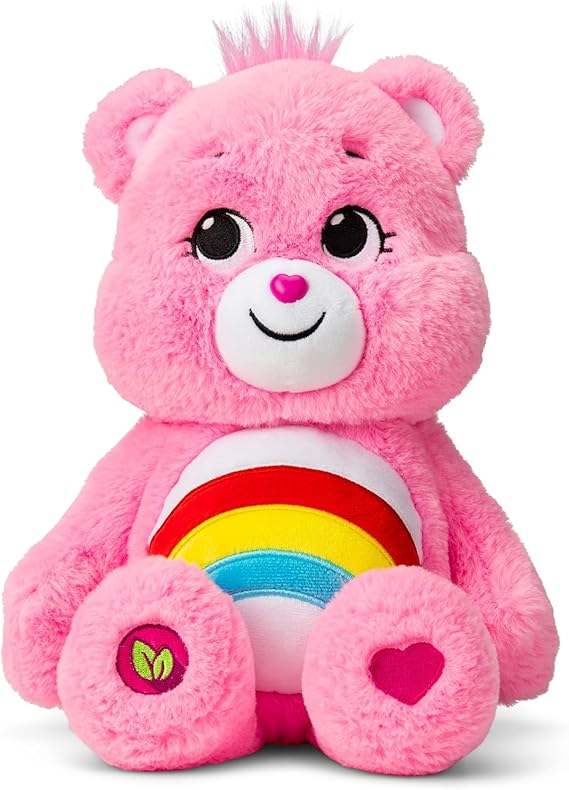 Care Bears 14" Cheer Bear Plushie - Medium Size - Pink Plushie for Ages 4+ Perfect Stuffed Animal Holiday, Birthday Gift, Super Soft and Cuddly Good For Girls and Boys, Employees, Collectors