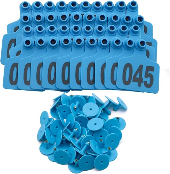 100 PCS Cattle Ear Tags Numbered 001-100 for Cows Goats Sheep Pigs Horse