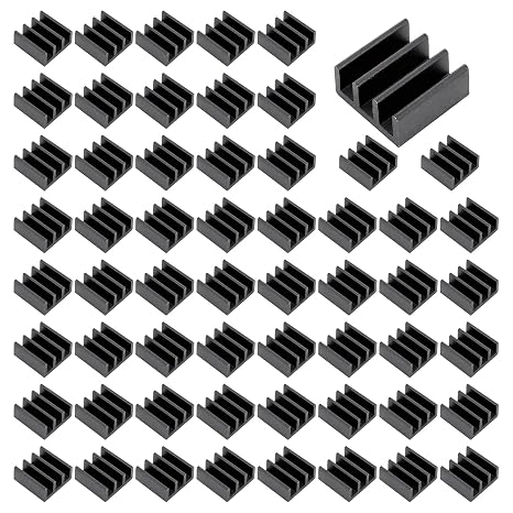 50pcs Mini Heatsink Kit Heatsinks Cooler for Cooling VRM Stepper Driver MOSFET VRam Regulators (11mmx11mmx5mm) Black