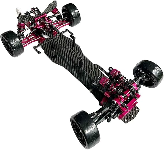 Alloy Carbon CF Chassis D5S Frame Kit Remodel Belt Drive Version 1/10 2Rear-Wheel Drift Car (Pink)