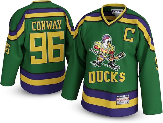 Charlie Conway #96 Mighty Ducks Jersey Movie Ice Hockey Shirt, 90s Throwback, Stitched Letters, Breathable Fabric, S5XL