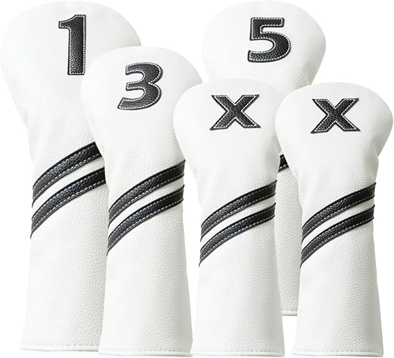 Golf Head Covers,5pcs Golf Club Headcovers for Woods and Driver Fairway Hybrids for Golf Clubs Women Men
