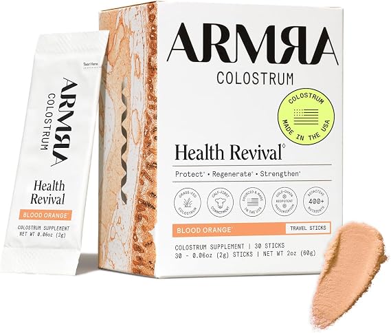 ARMRA Colostrum Powder, Blood Orange, 30 Serving Travel Sticks