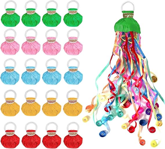 No Mess Confetti Poppers - 20PCS Hand Throw Streamers Popper for Party, Wedding, Graduation, Birthday | Colorful Paper Cannons for Indoor and Outdoor Celebrations (Colorful)