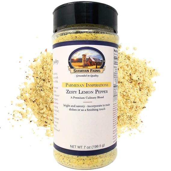 Zesty Lemon Pepper Parmesan Topper for Pasta, Seafood, Shawhan Farms, 7 oz
