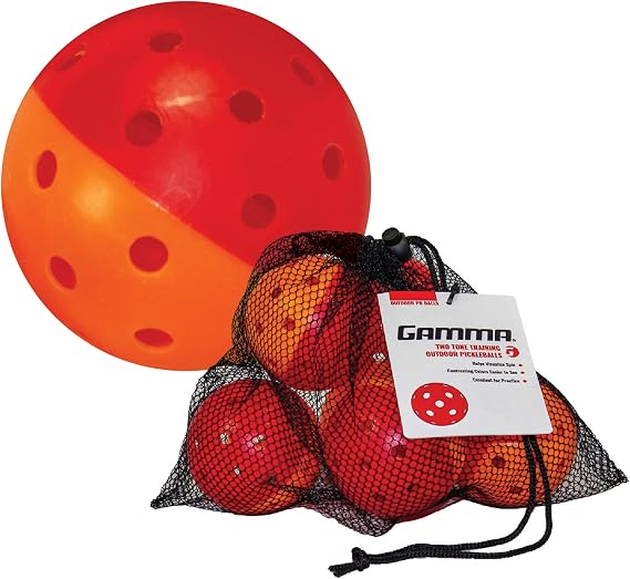 Gamma Two-Tone Outdoor Training Pickleballs, Red/Orange, Yellow/Red, Green/Purple, Practice, High Visibility, Consistent Bounce, Durable, Spin, Tournament Training, 3 Pack, 6 Pack,12 Pack