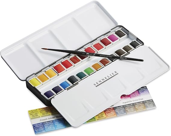 SENNELIER French Artists Watercolor Metal Tin Set, Set of 24, Multicolor, 10-131606