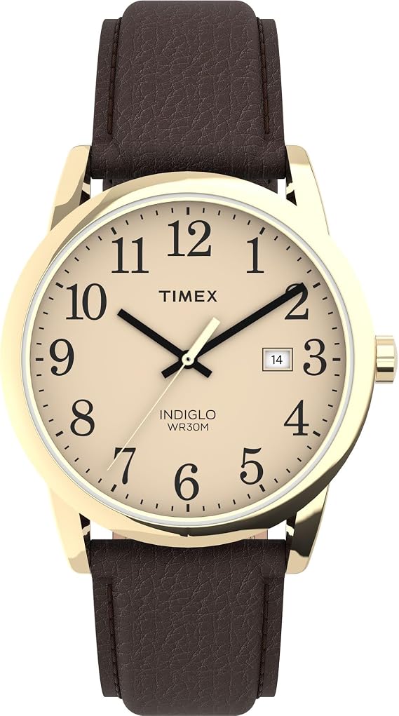 Timex Easy Reader Date Full-Size Leather Strap Watch
