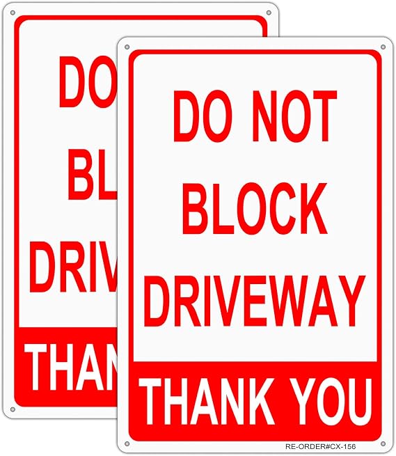 MUXYH 2 Pack Do Not Block Driveway Sign, No Parking, 12" x 8" .40 Rust Free Heavy Duty Aluminum Reflective, UV Protected and Weatherproof - Easy to Mount