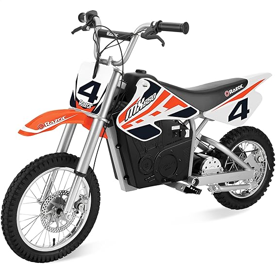 Razor MX650 Dirt Rocket Bike Electric Ride-On for Ages 16+, 220 lb Max Weight, Orange 36V Battery, Up to 17 Mph, 40-Min Run Time, Twist-Grip Throttle, 16 Front and 14 Rear Pneumatic Tires