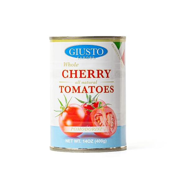 Giusto Sapore All Natural Italian Cherry Tomatoes Pomodorini - Premium Gourmet Gluten Free Fat Free Non GMO Brand - Imported from Italy and Family Owned - 1 Can