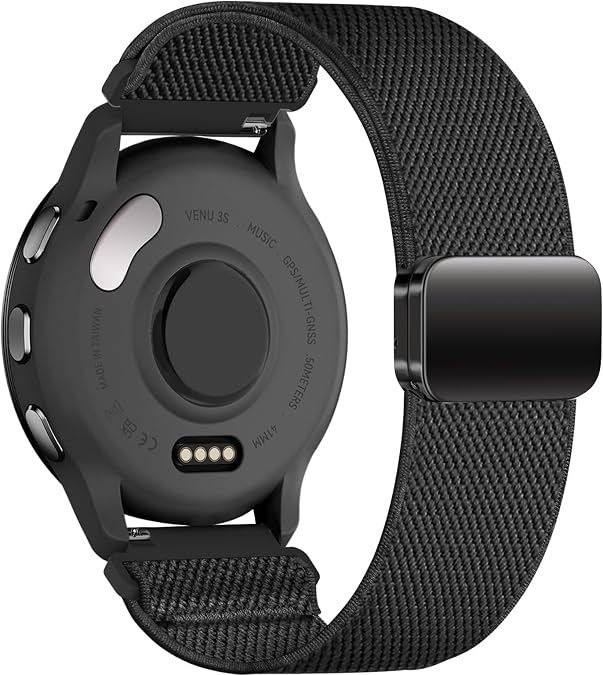 18mm Magnetic Stretchy Nylon Band Compatible with Garmin Venu 3s/Venu 4 41mm/Venu 2s/Vivoactive 4s/Vivomove 3s/Forerunner 255S 265S, Solo Loop Elastic Sport Strap Wristband for Women Men