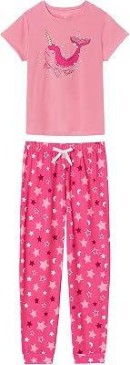 Nautica Girls Pajama Pants and Short Sleeve Sleep Shirt Sets | 2 Piece Top and Bottom Sleepwear for Kids Pajamas for Girls