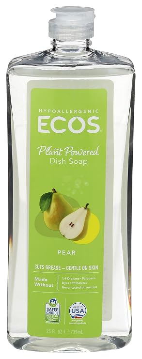 ECOS, Earth Friendly Products Dishmate Dishwashing Liquid Natural, Pear, 25 Fl Oz