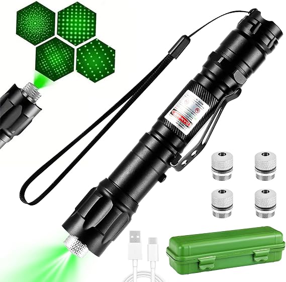 Green Laser Pointer, USB Rechargeable, Adjustable Focus