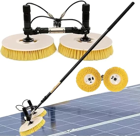 Telescopic Rod PV Panel Wash Cleaning Machine 3.5m/5.5m/7.5m, 65cm Double Head Solar Panel Cleaning Equipment Solar Cleaner Robot,Solar Panel Cleaner,Electric Water Fed Pole Kit,5.5m