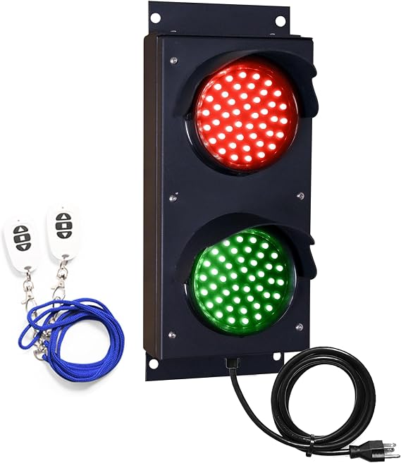 Red & Green 4 Inch Diameter Lens LED Stop Light with Keyfob for Social Distancing, Warning, Signaling or Factory Floor - Traffic Light
